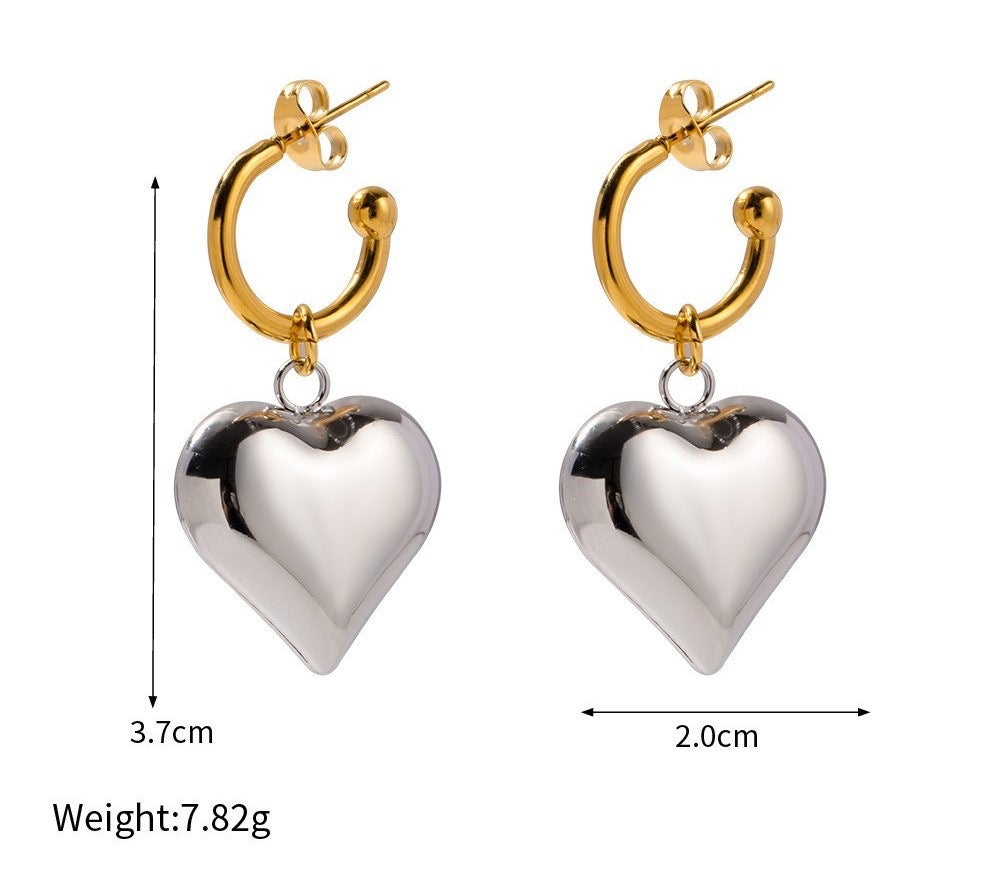 Mixed metals Heart Earrings