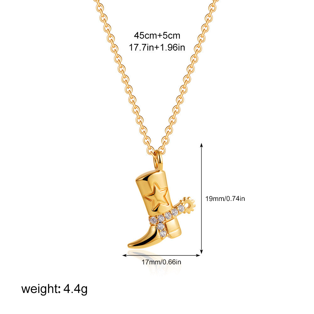 Gold boot necklace