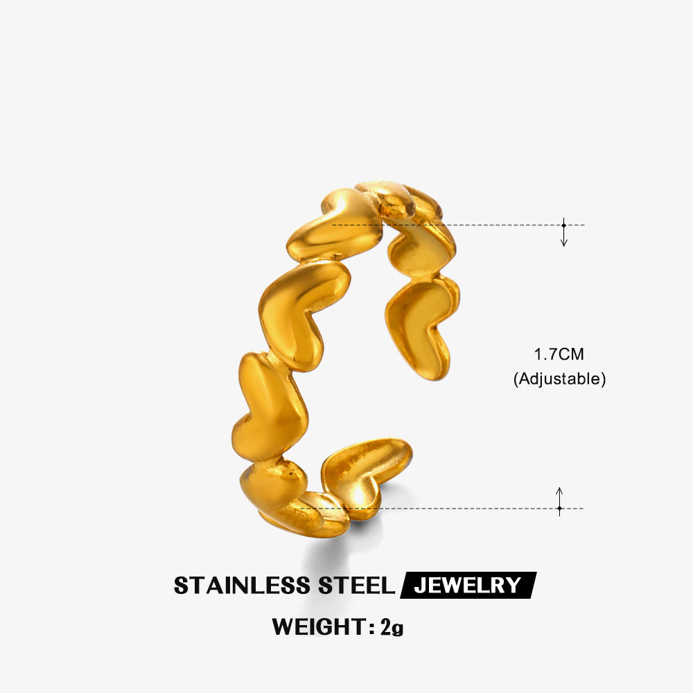Trail of hearts Gold Adjustable Ring