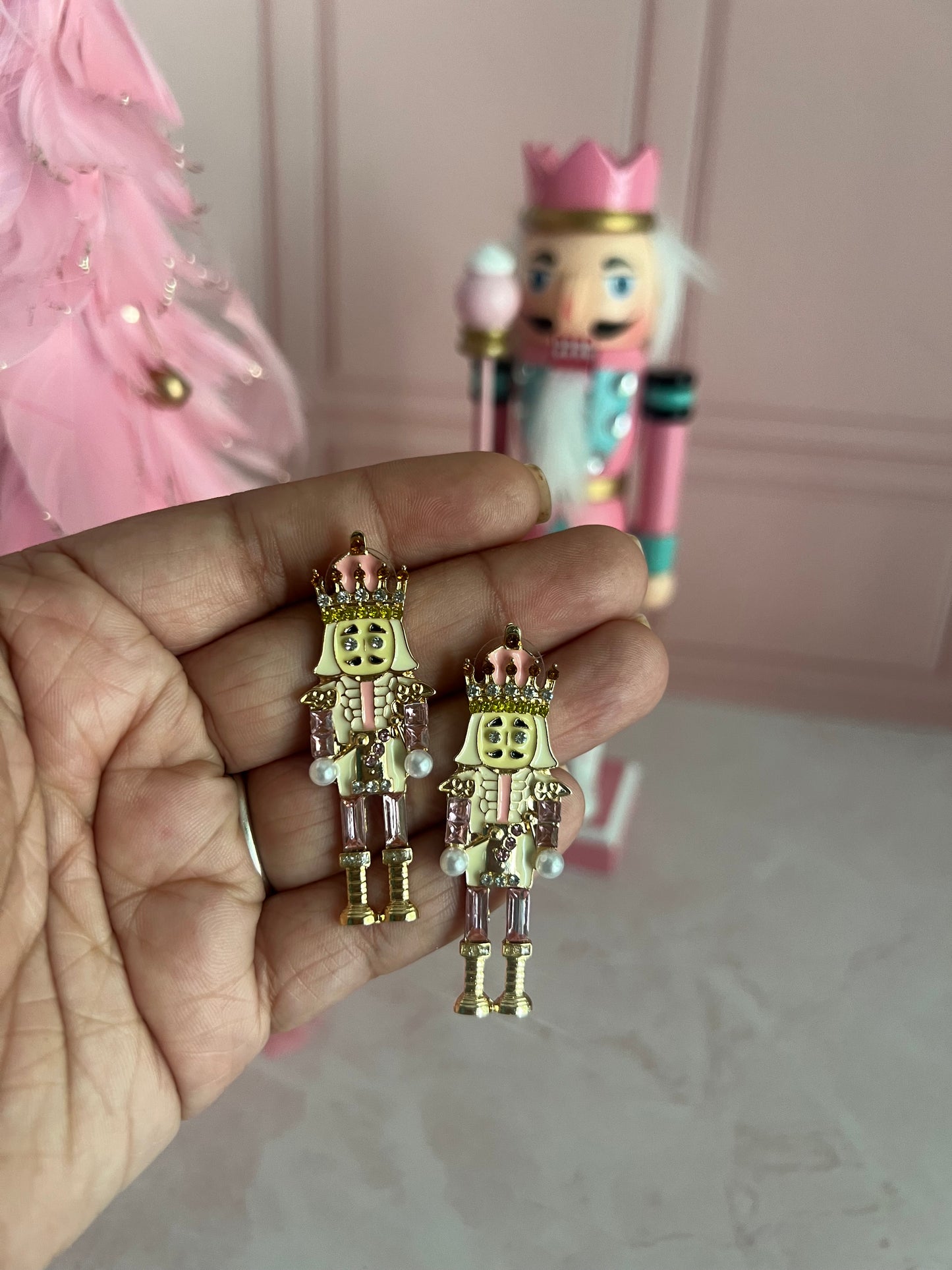 Nutcracker Earrings Pink