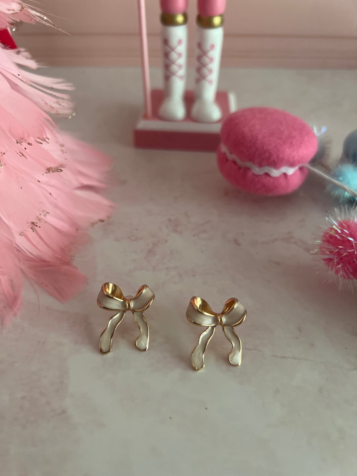 Pink Bow Stud