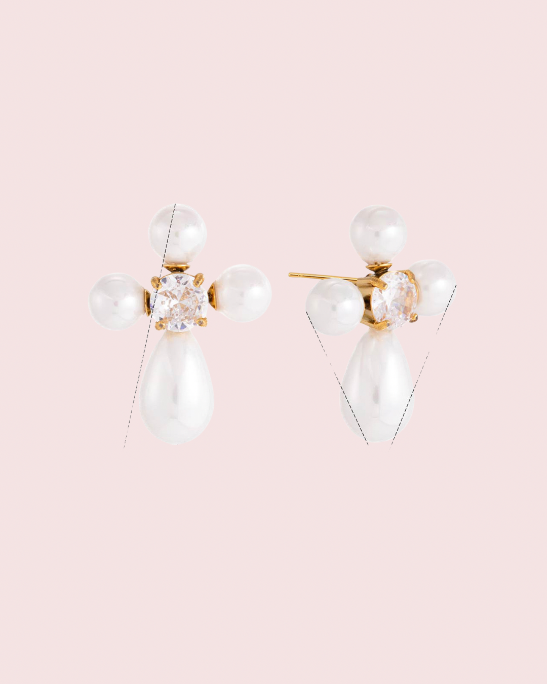 Cross Pearl Stud