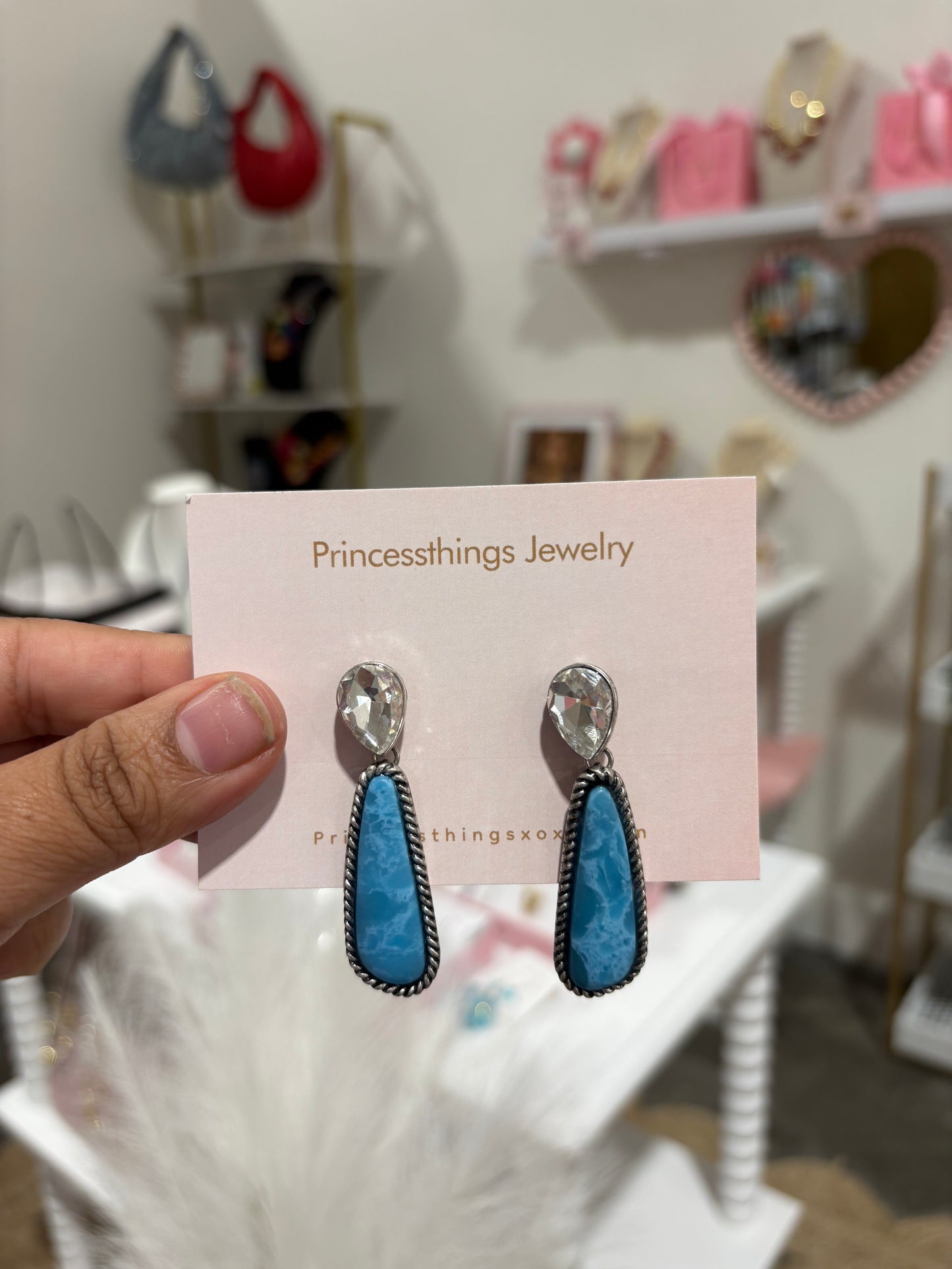 Teal earrings rodeo