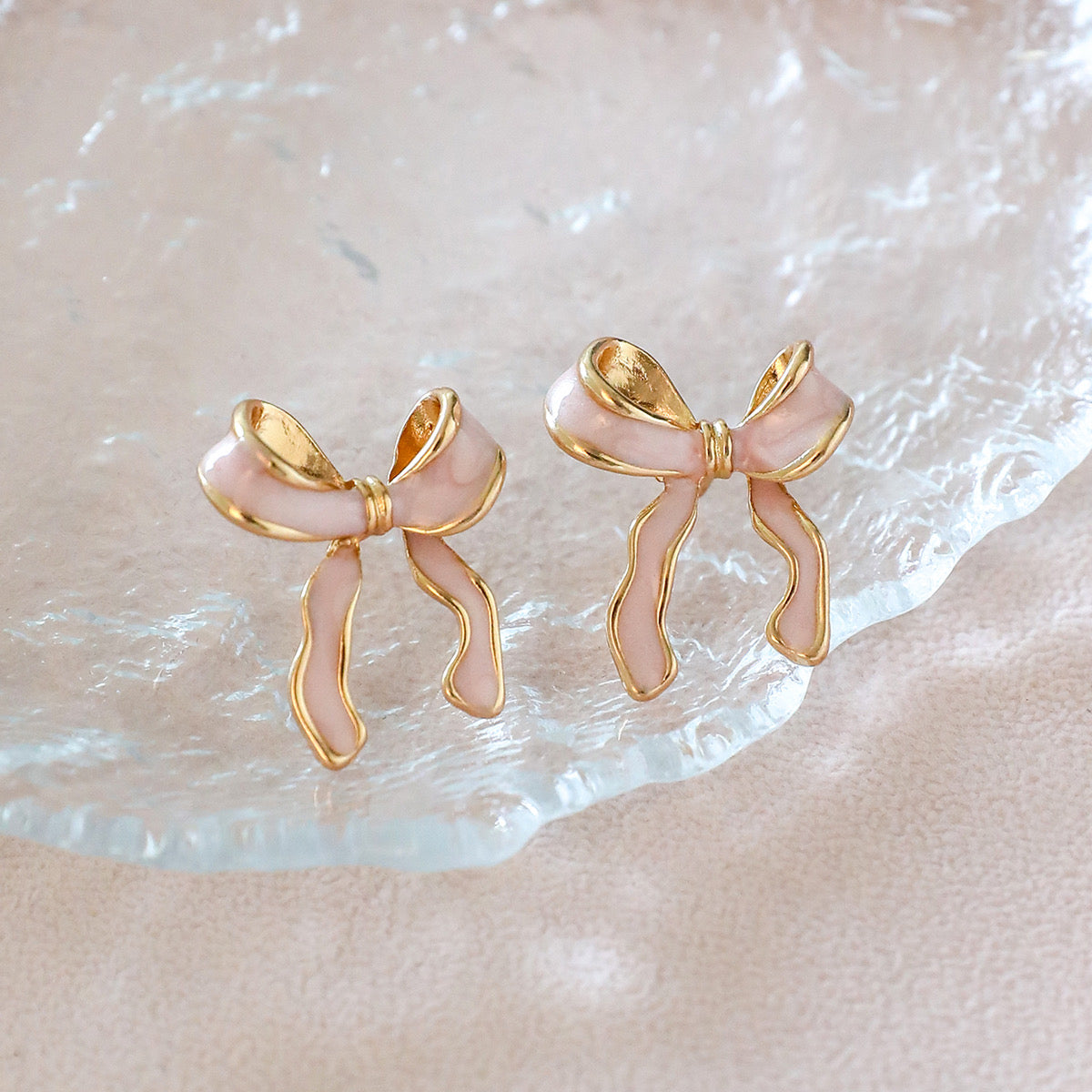 Pink Bow Stud
