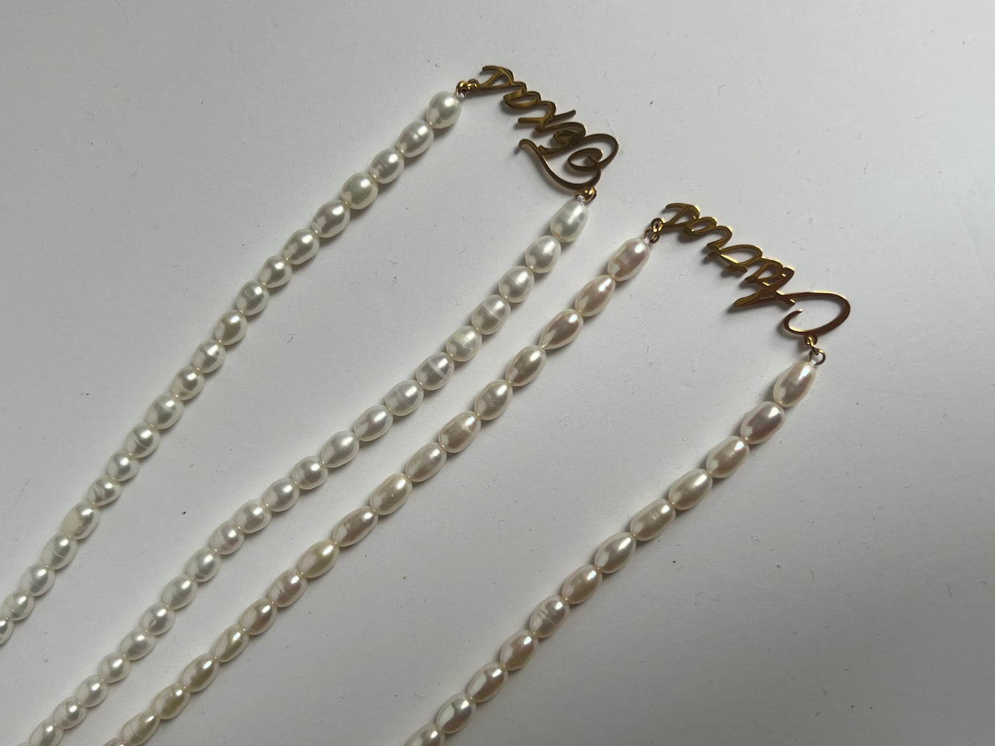 Custom Pearl Necklaces 20 inches Gold Dipped