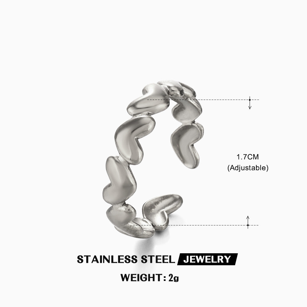 Trail of hearts Silver Ring Adjustable