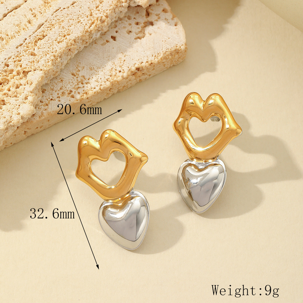 Kiss Me mixed metals earrings