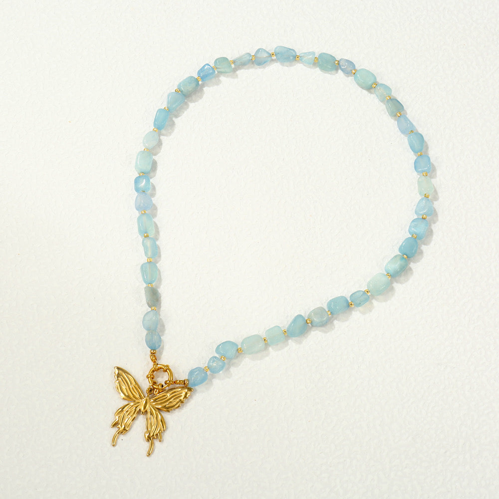 Butterfly blue stone necklace