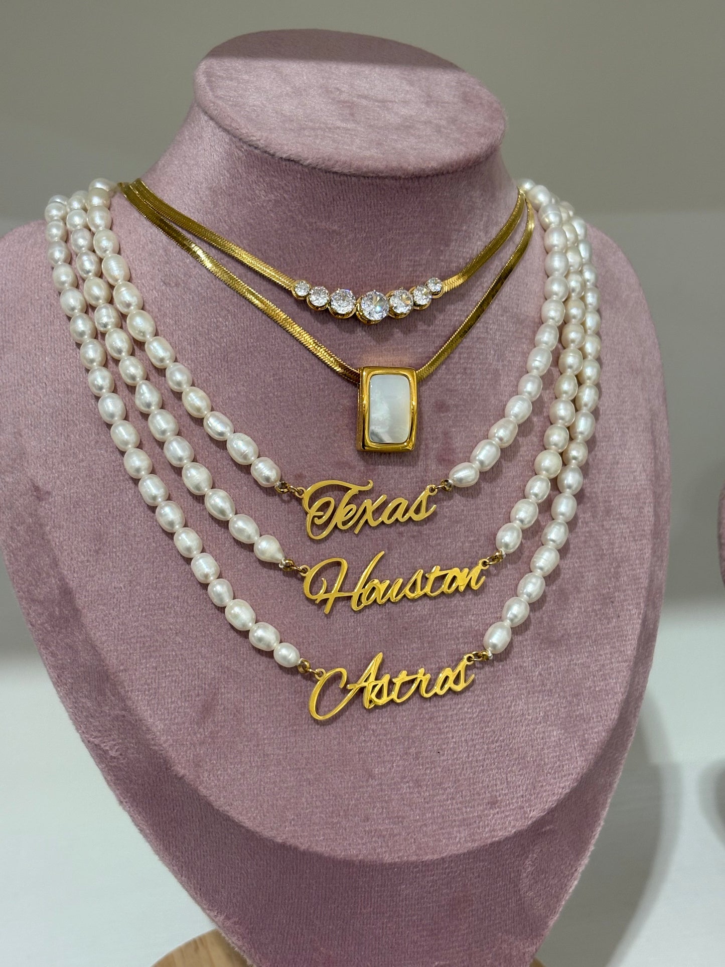 Custom Pearl Necklaces 20 inches Gold Dipped