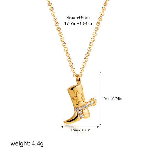 Gold boot necklace