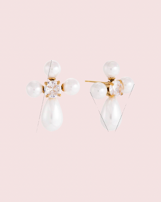 Cross Pearl Stud