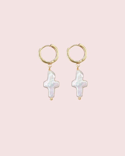 Shell cross earrings