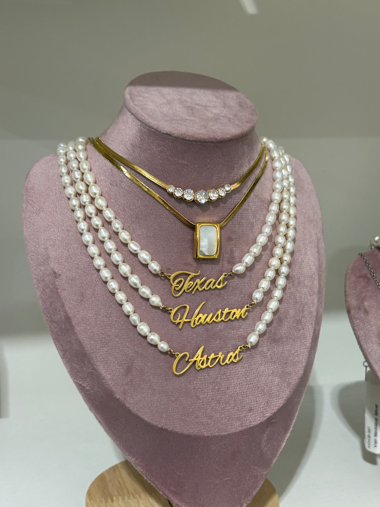 Custom Pearl Necklaces 20 inches Gold Dipped