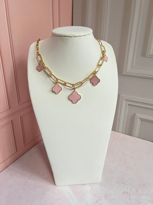 Pink van charm necklace