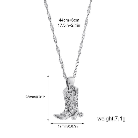 Silver boot necklace