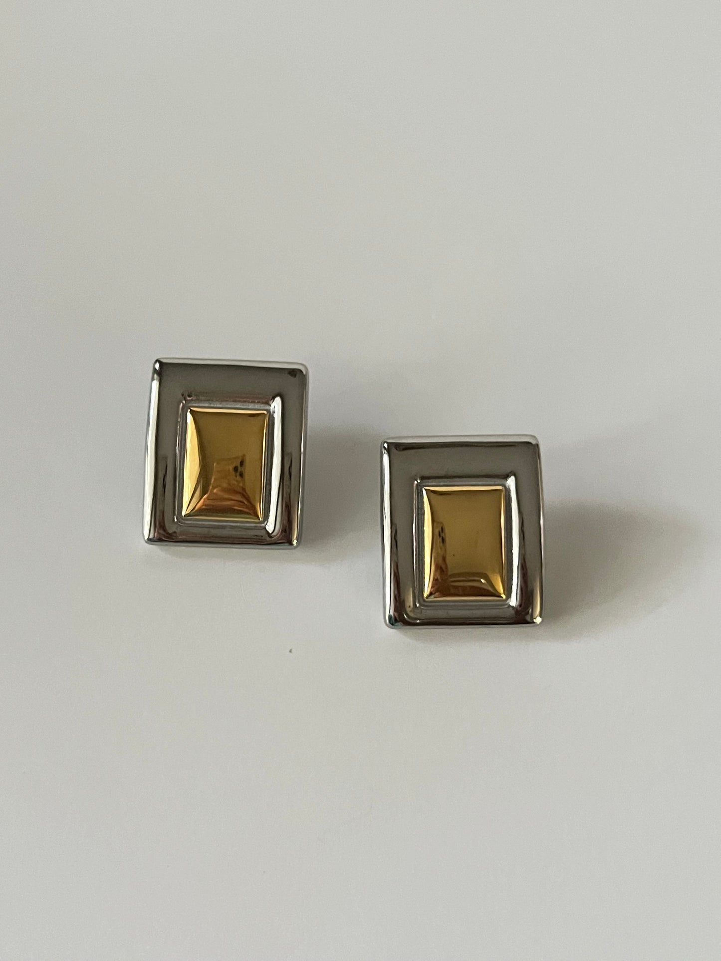 Two tone square earrings