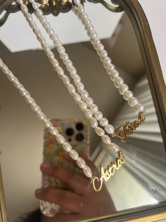 Custom Pearl Necklaces 20 inches Gold Dipped